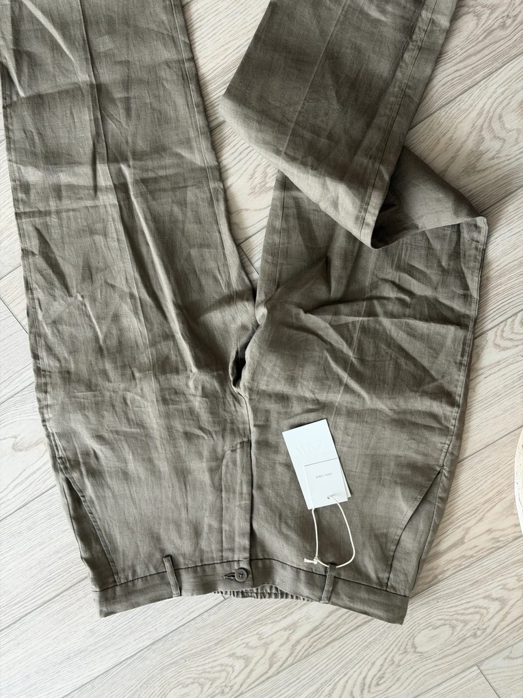 Zara 100%Linen Blend Trousers - Khaki,M - photo 4