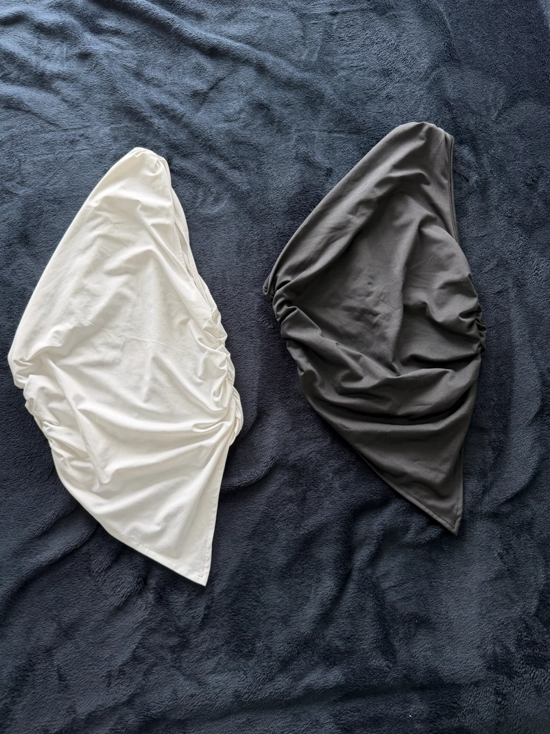 Two Ruched Tank Tops - White & Black