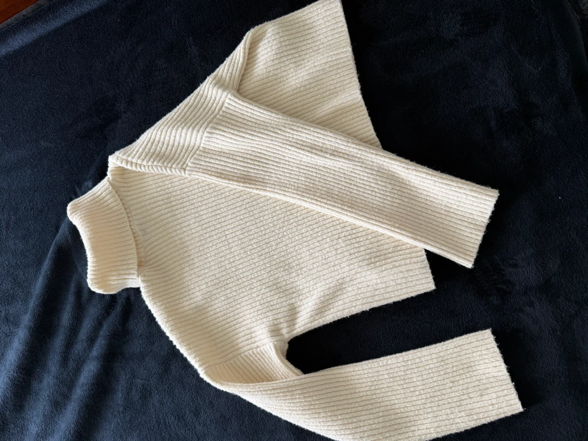 Bershka Cream Ribbed Turtleneck Sweater