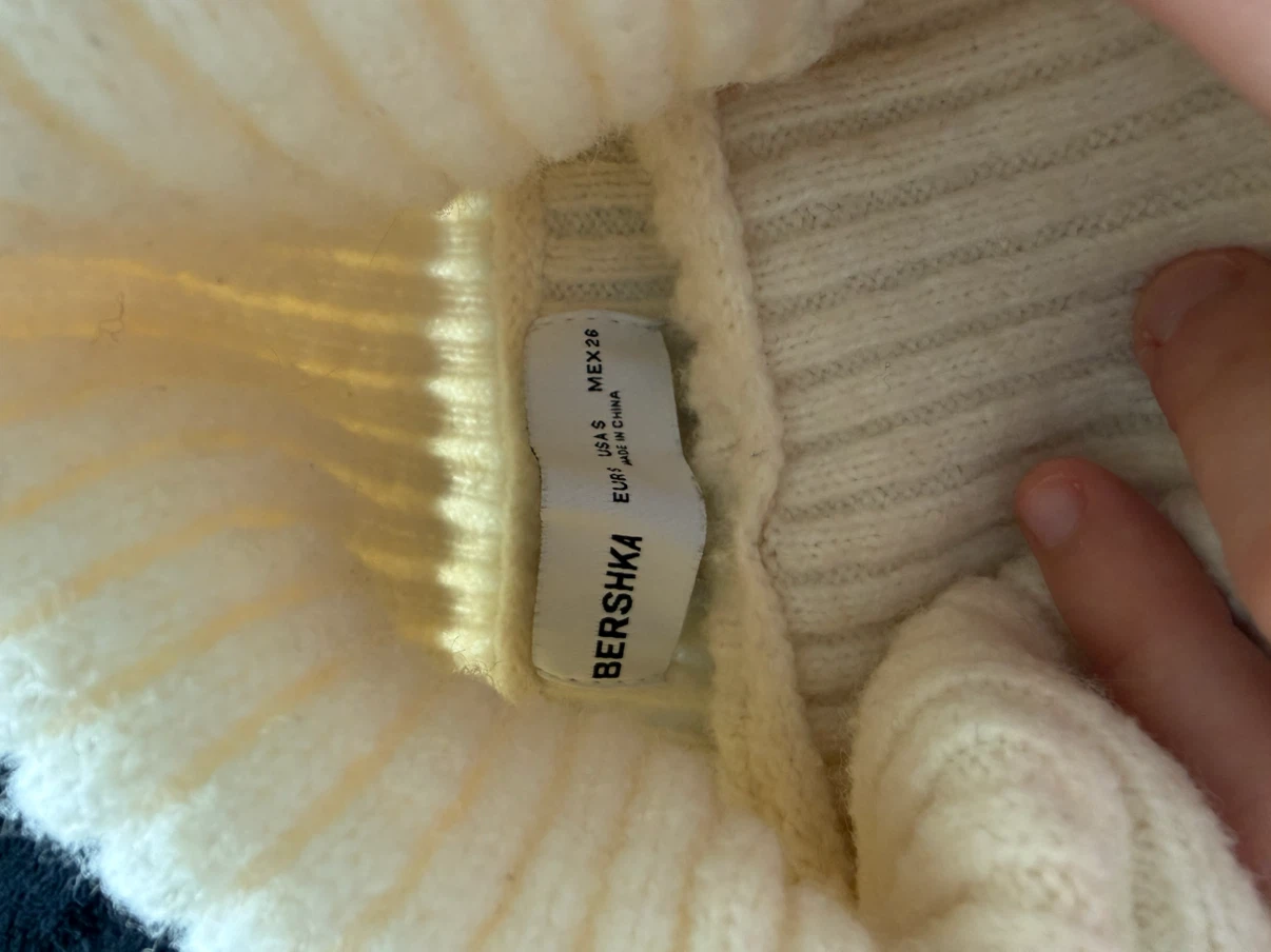 Bershka Cream Ribbed Turtleneck Sweater - photo 2