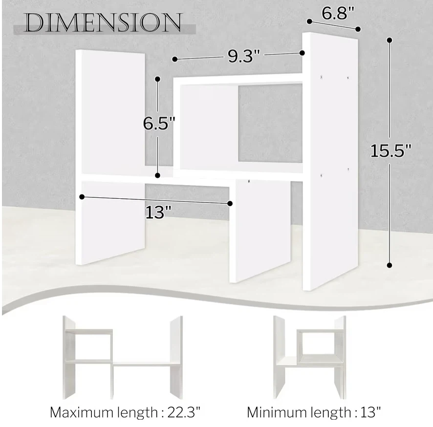 Desktop Organizer & Adjustable Wood Display Shelf