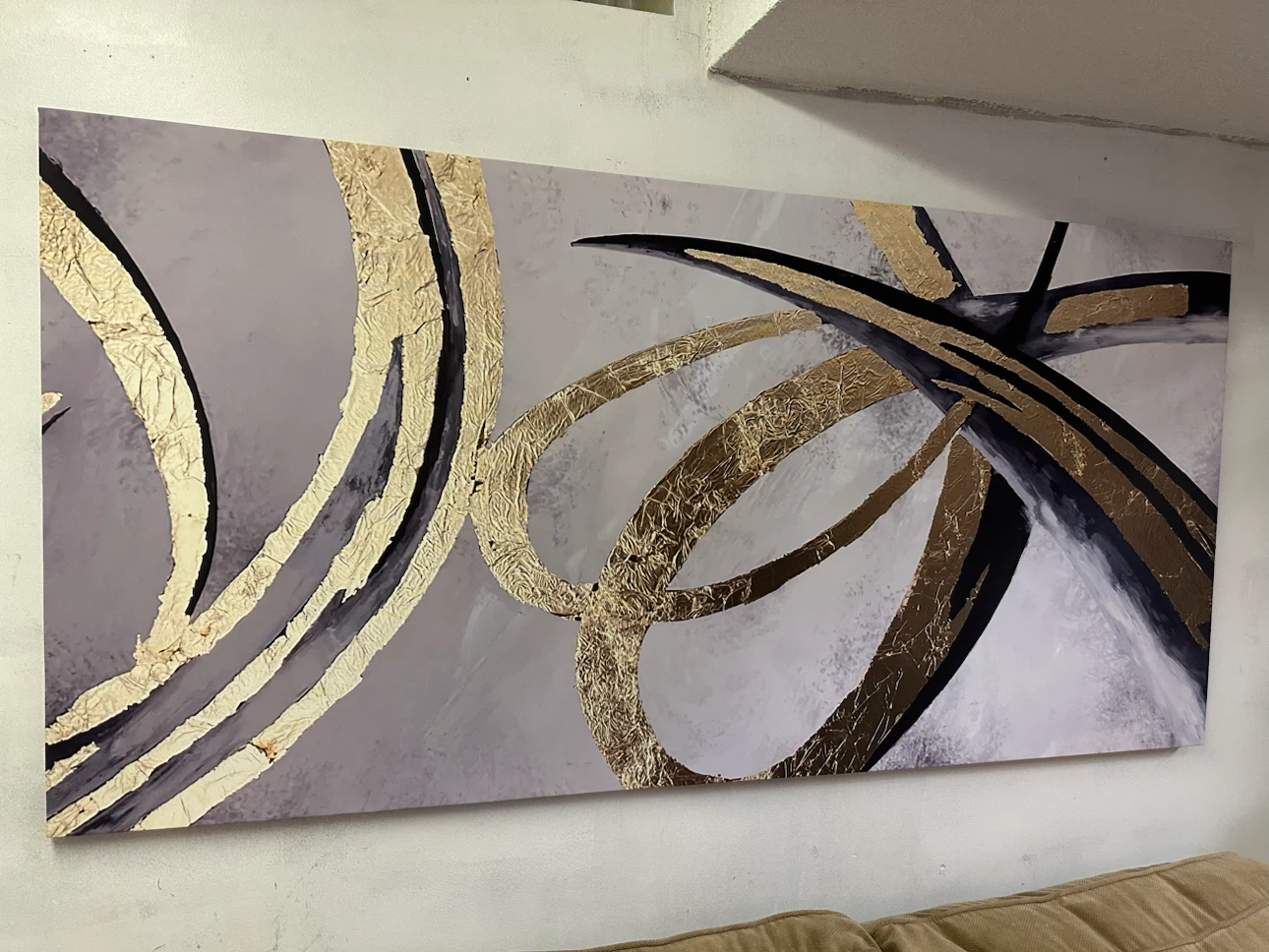 Abstract Gold Swirl Wall Art Canvas Painting