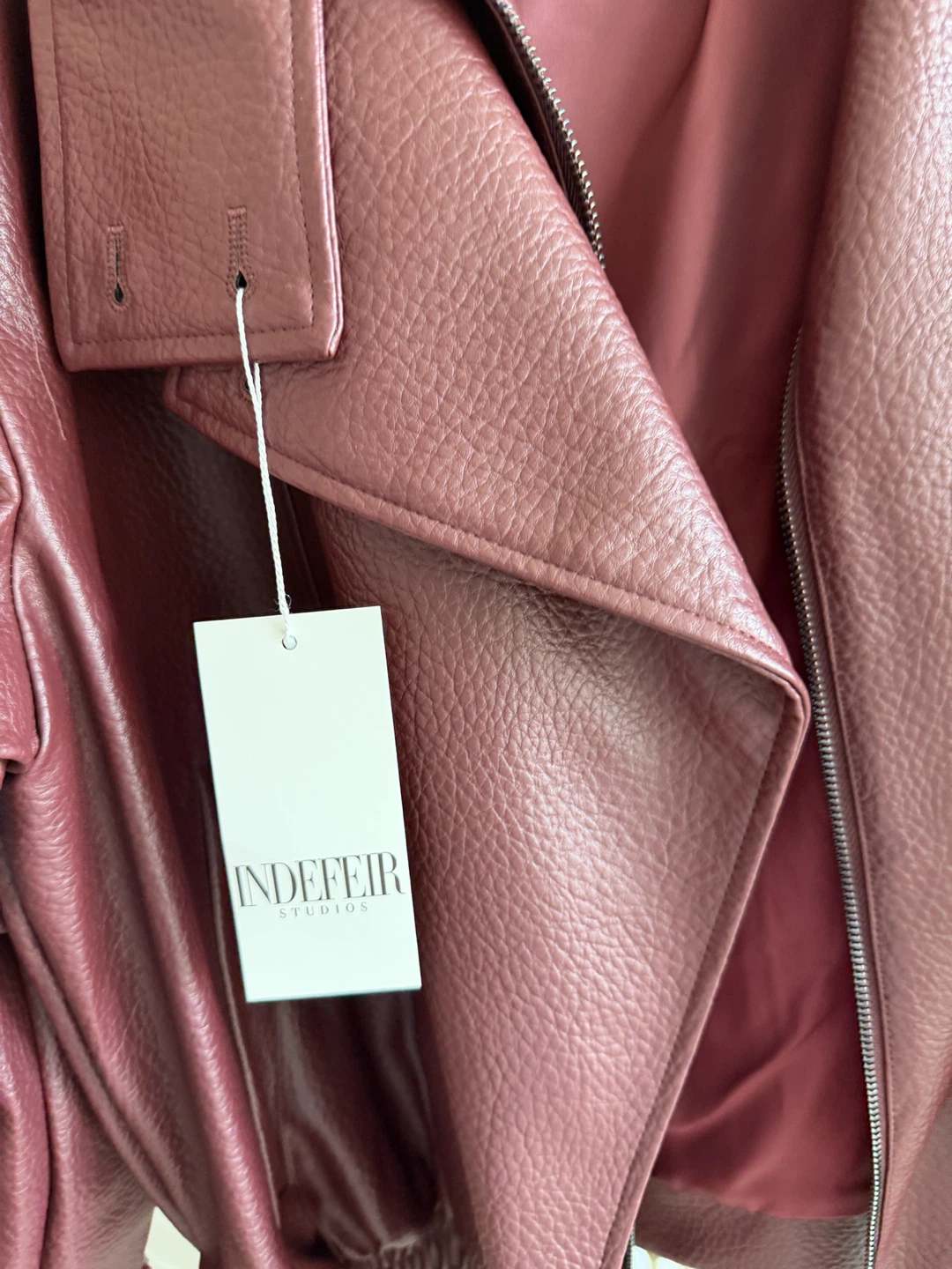 Indefeir Studios Burgundy Faux Leather Biker Jacket - photo 2