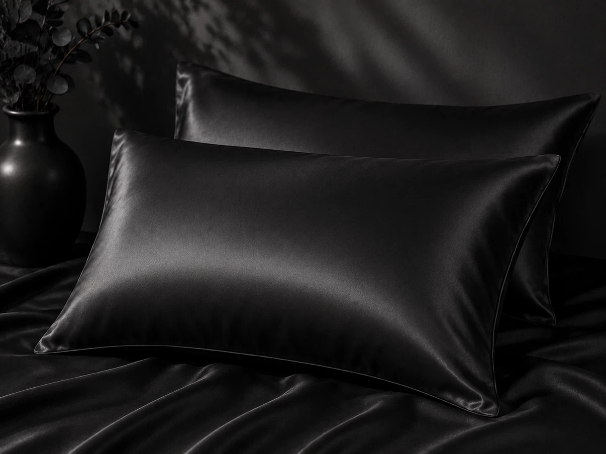 Silky Satin Pillowcase Set - Queen - Black