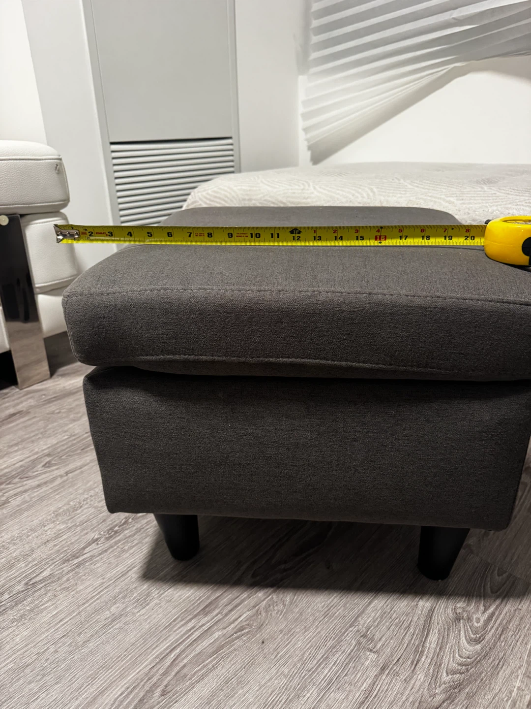 Dark Grey Fabric Ottoman Footstool