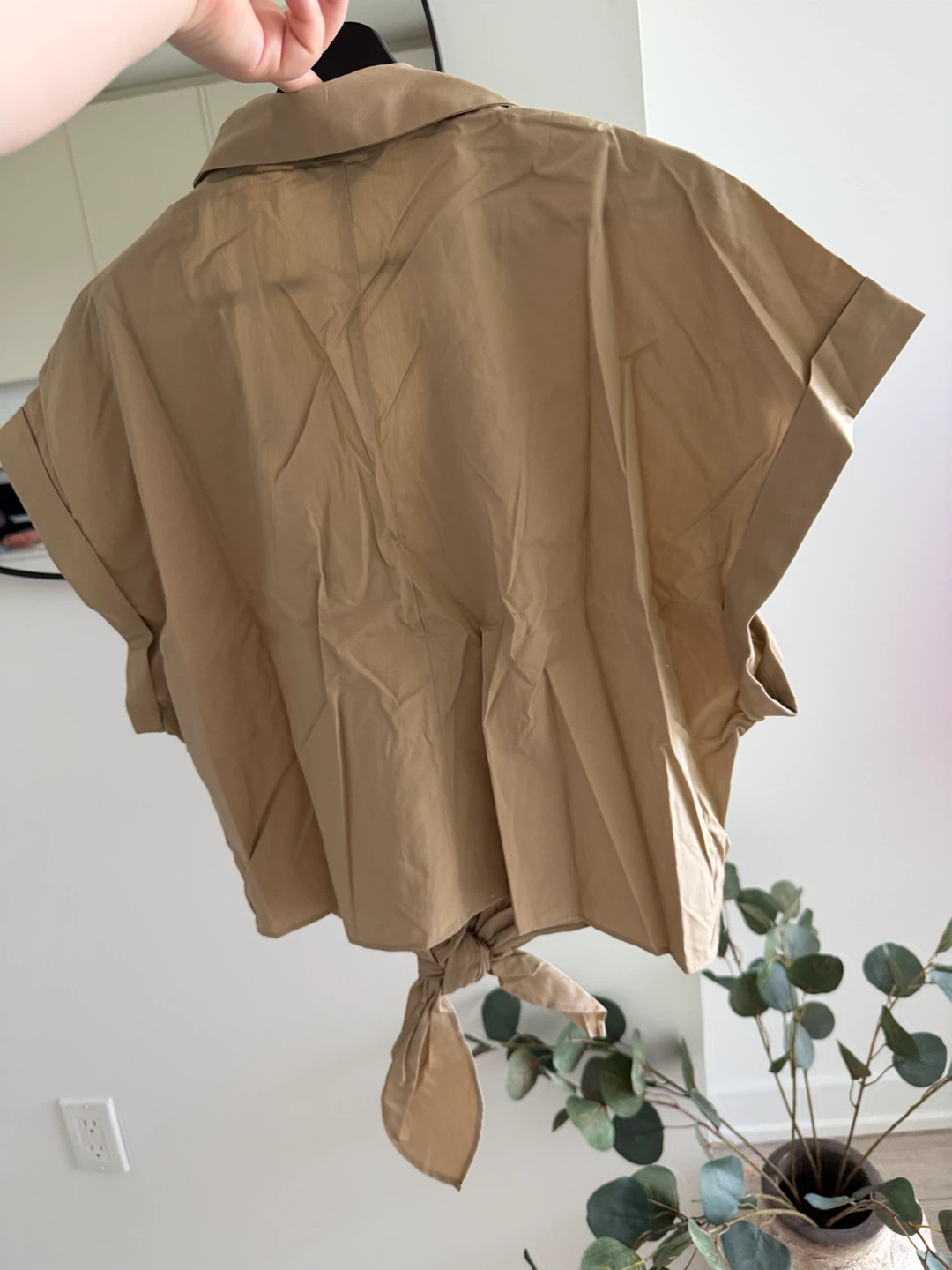 Banana Republic Tan Button-Up Tie-Front Shirt - photo 2