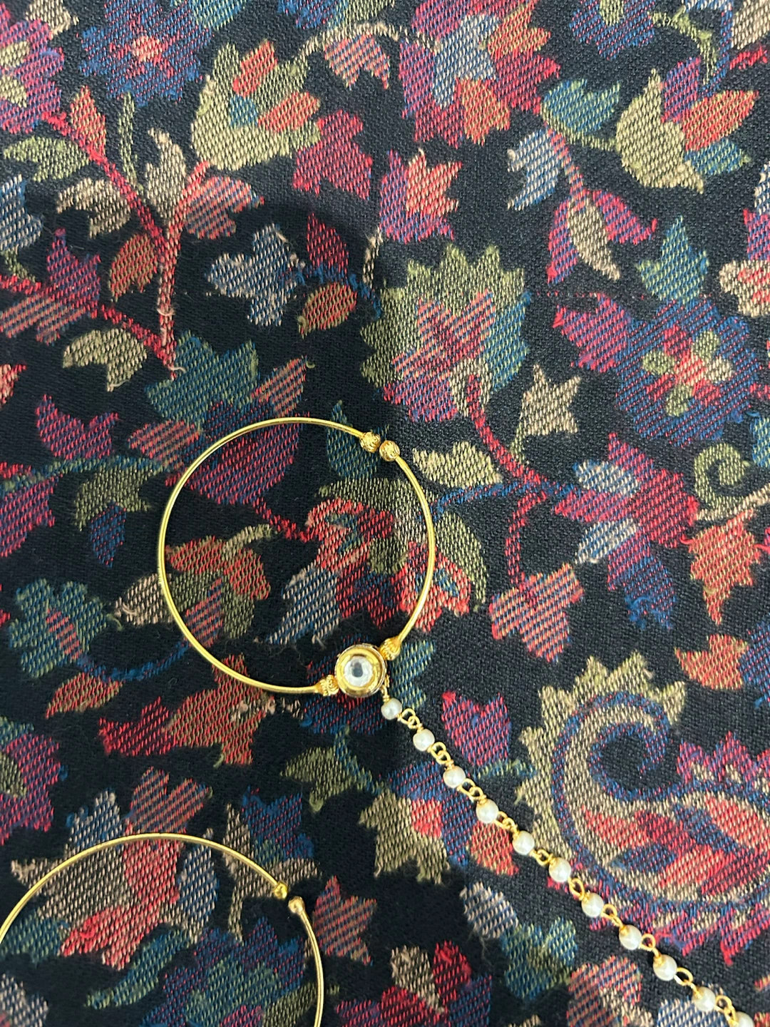 Gold-tone Nose Ring Chain with Pearls - photo 3