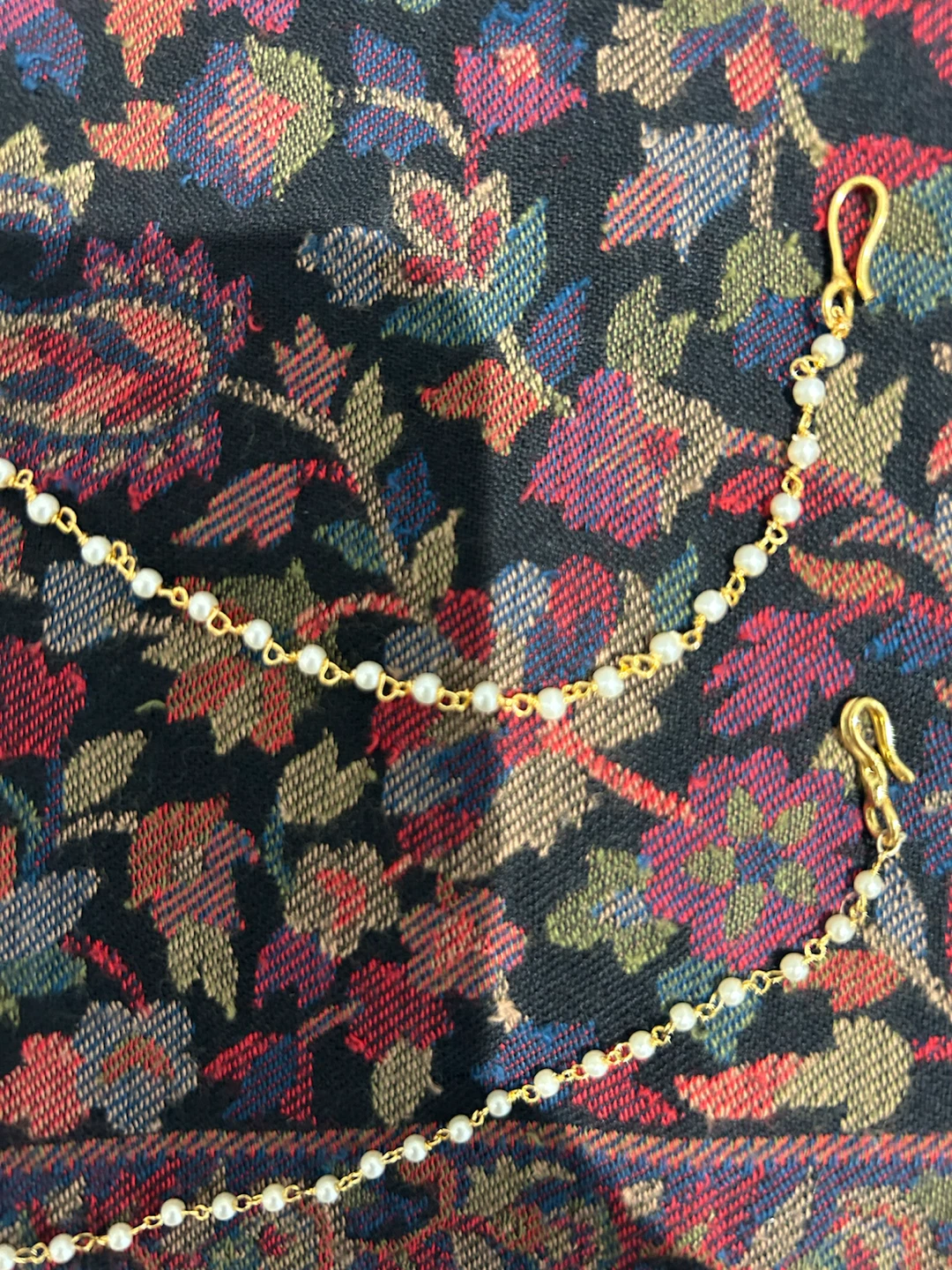 Gold-tone Nose Ring Chain with Pearls - photo 4