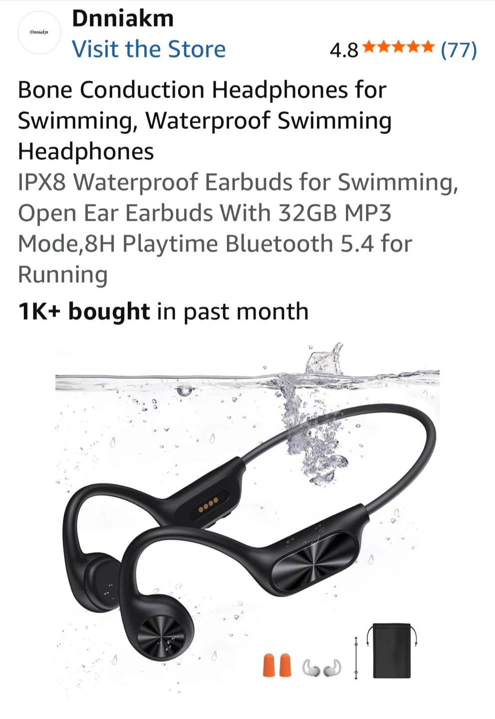 DnniaKkm Bone Conduction Headphones - Black - photo 2
