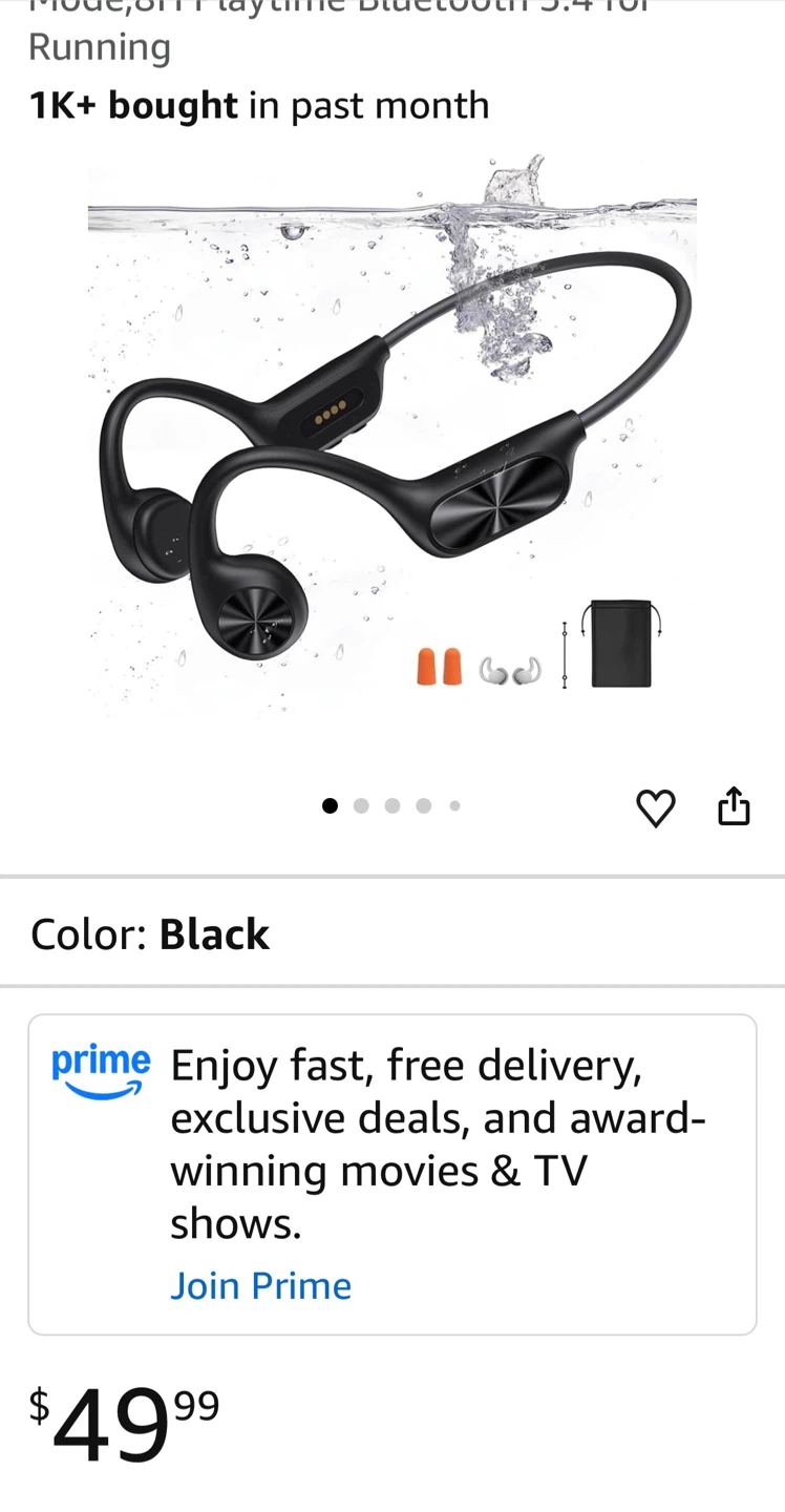 DnniaKkm Bone Conduction Headphones - Black - photo 3