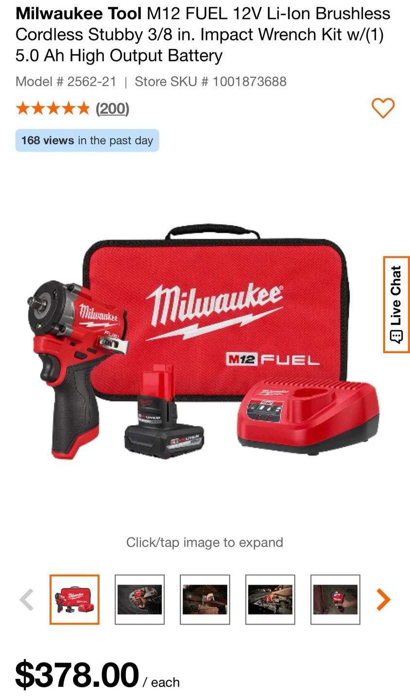 Milwaukee M12 FUEL 12V Stubby Impact Wrench Kit
