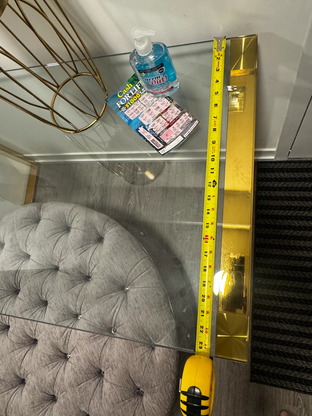 Glass Desk with Gold Frame