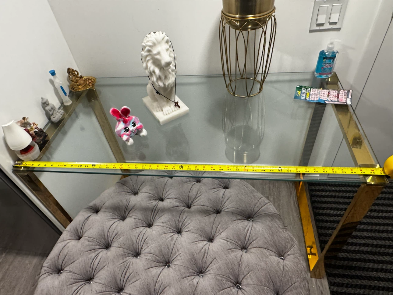 Glass Desk with Gold Frame - photo 2