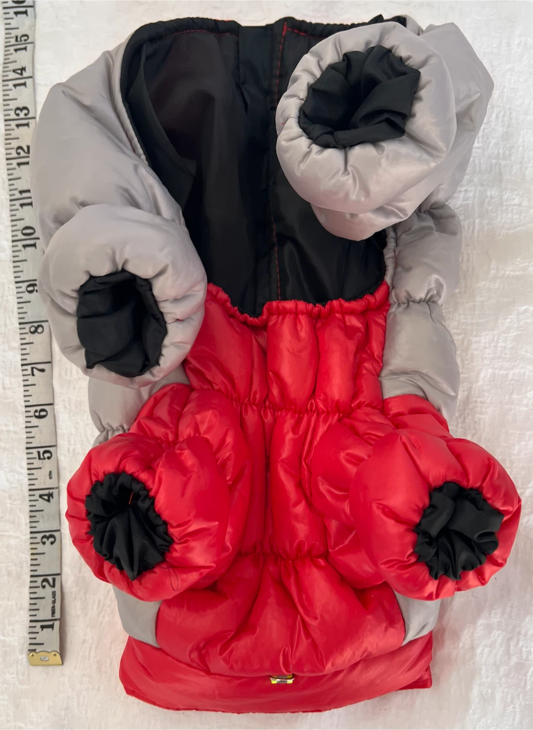Red and Grey Four-Legged Dog Puffer Coat - photo 2