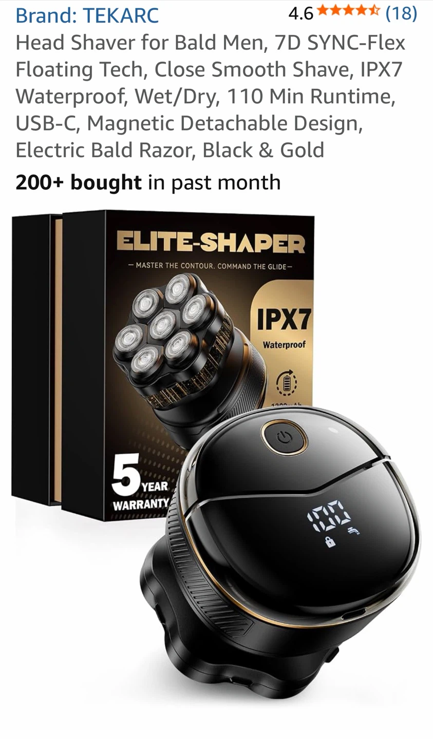 TEKARC Head Shaver for Bald Men - Black & Gold