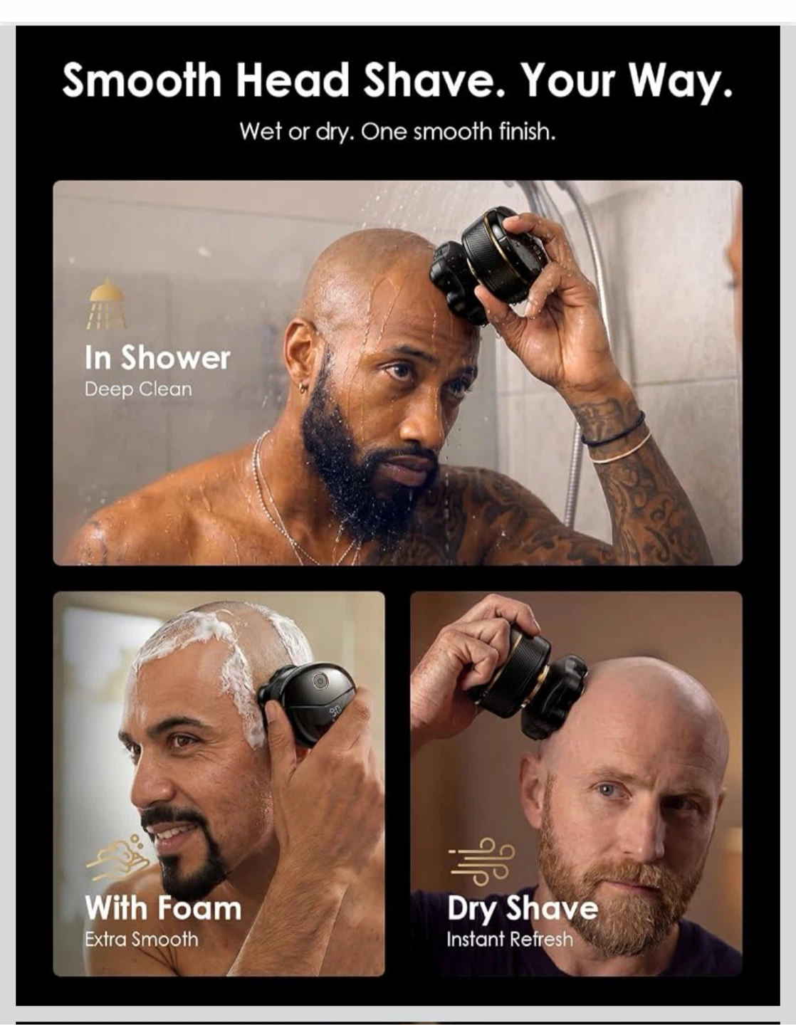 TEKARC Head Shaver for Bald Men - Black & Gold - photo 2
