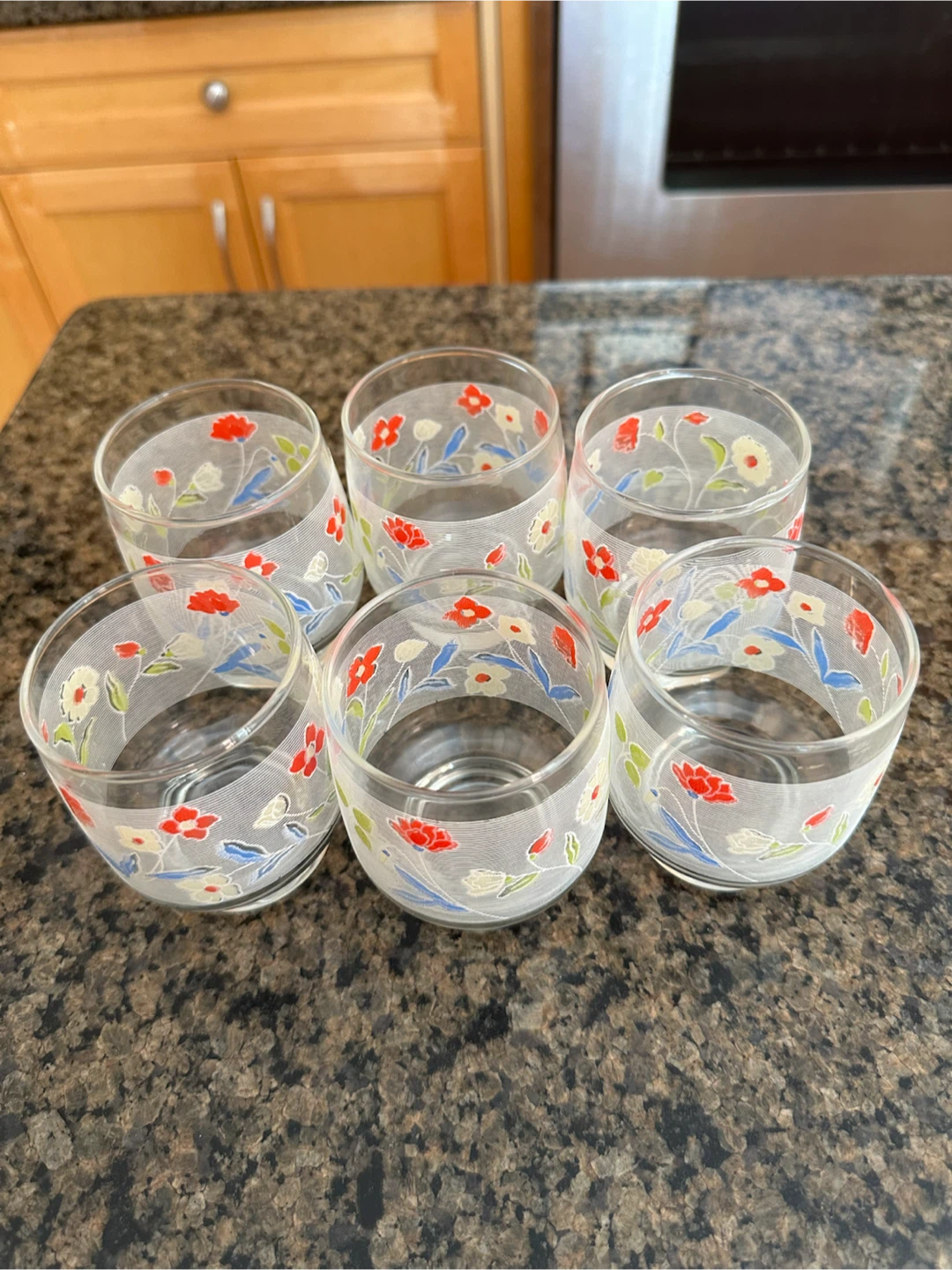 Set of 6 Floral Glass Set (new) plus Free items