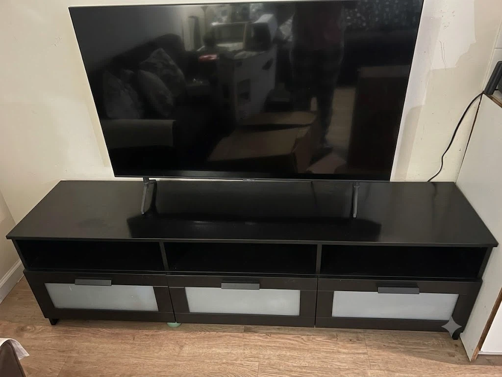 IKEA Black Entertainment Center with 3 Drawers