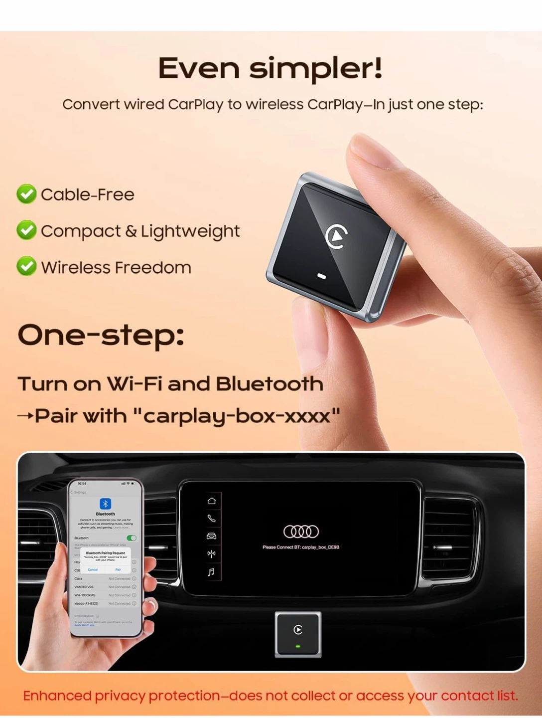 Mini Wireless CarPlay Adapter for iPhone - Gray - photo 3