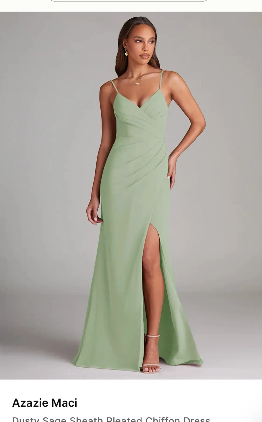 Azazie Maci Dusty Sage Chiffon Dress