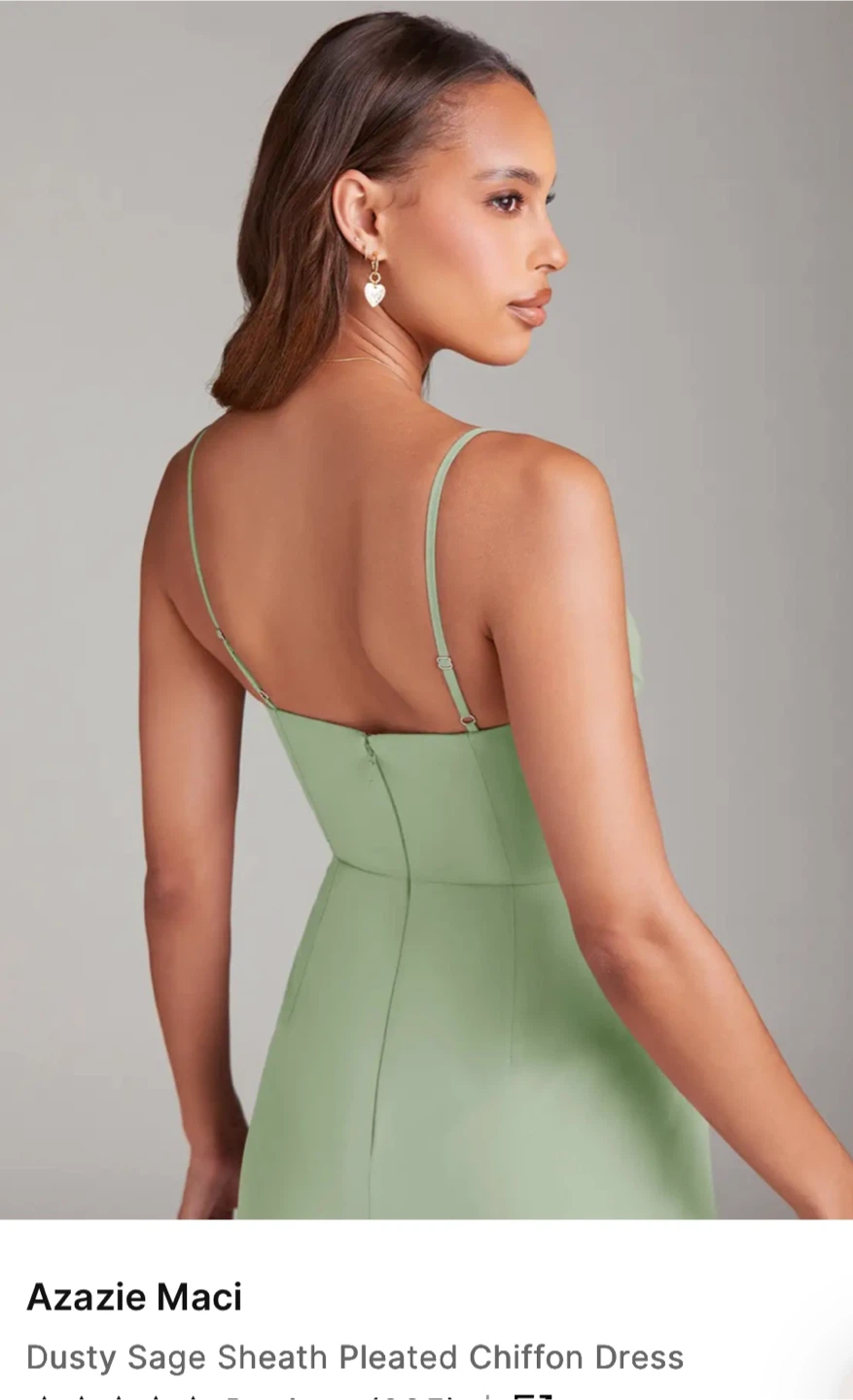 Azazie Maci Dusty Sage Chiffon Dress - photo 3