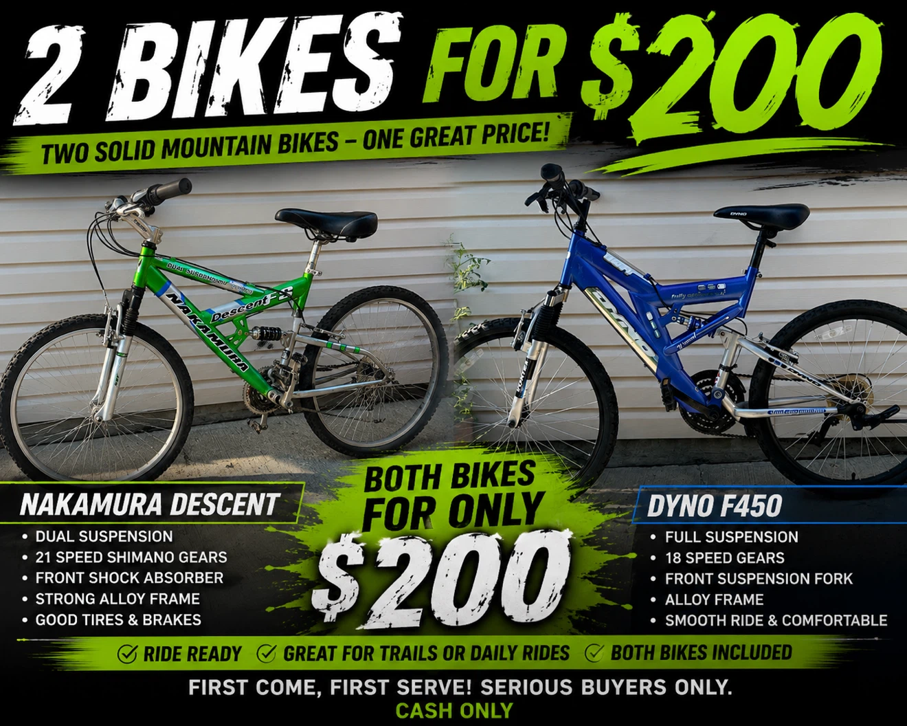 2 BIKES FOR $200!!!!!