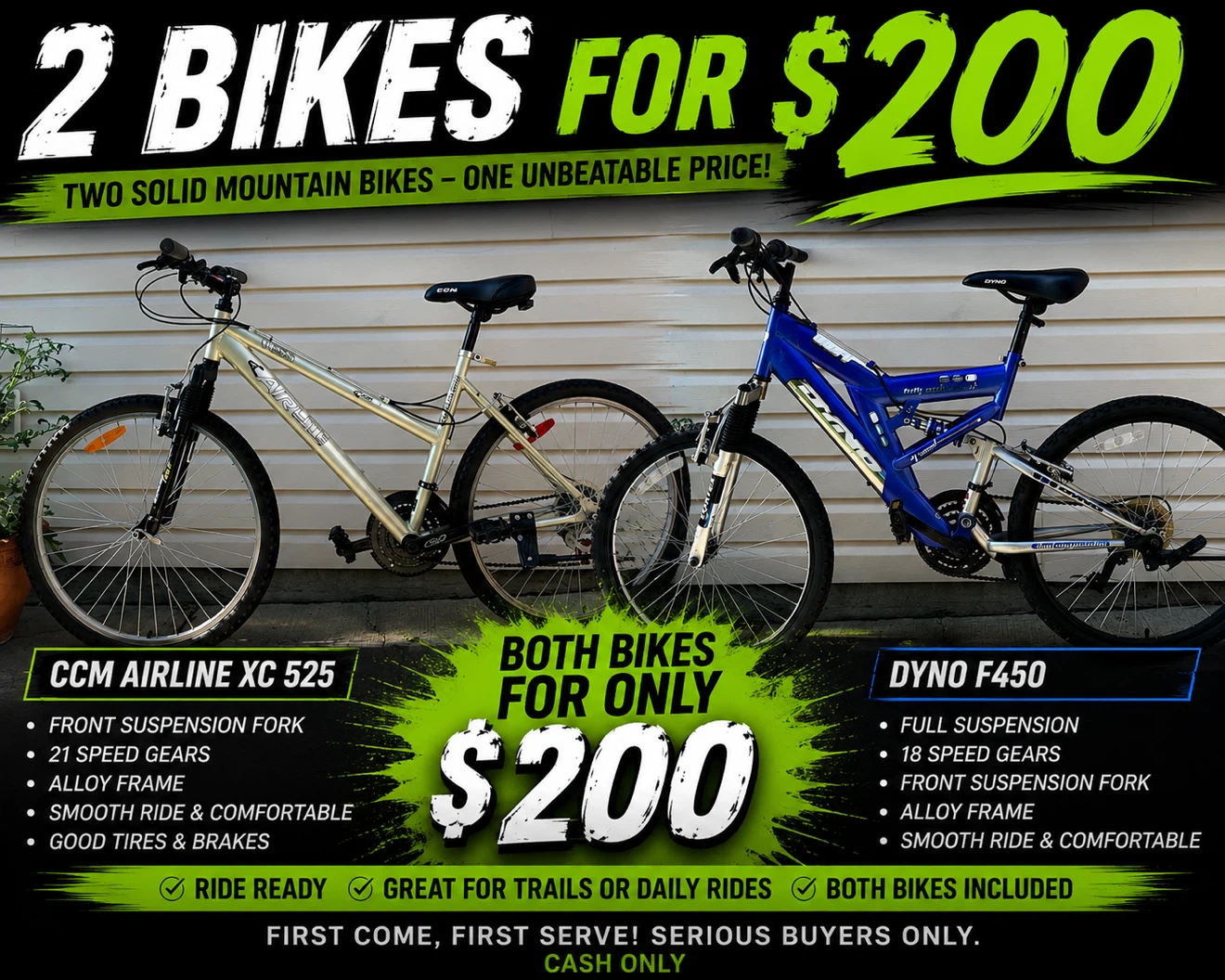2 BIKES FOR $200!!!!!