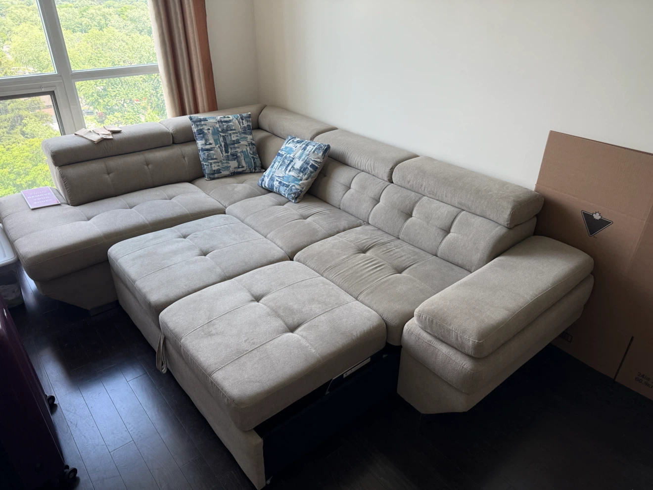 The Brick Sectional Sofa Bed with Reclining Chaise - photo 2
