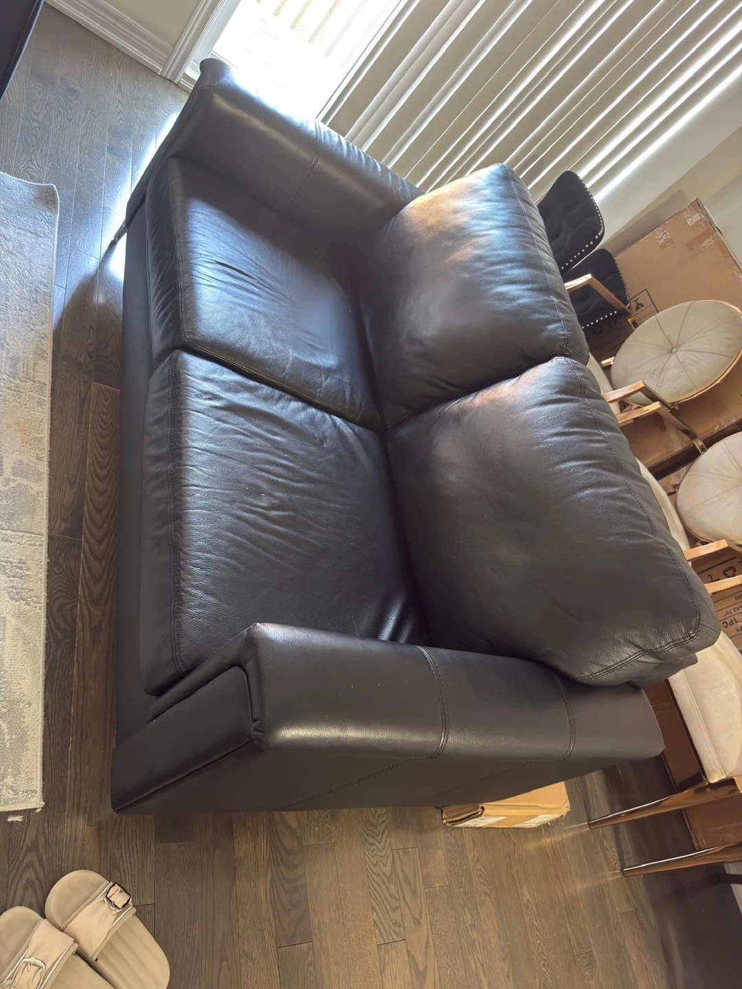 Black Leather Sofa Set of 3 - photo 3
