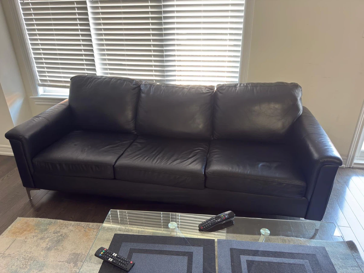 Black Leather Sofa Set of 3