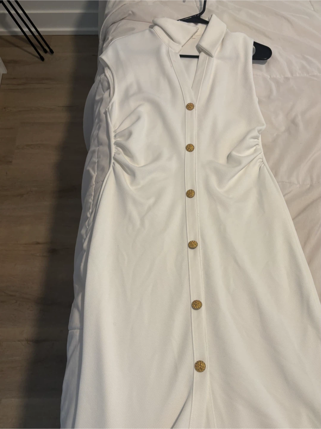 White Zara Sleeveless Button-Up Midi Dress - photo 2