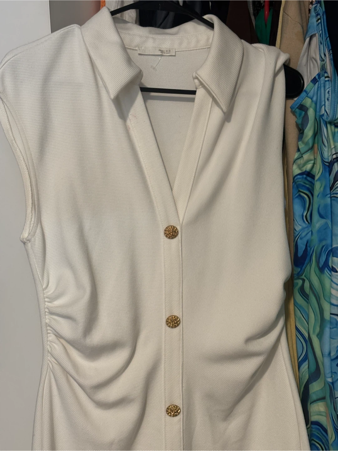 White Zara Sleeveless Button-Up Midi Dress - photo 3