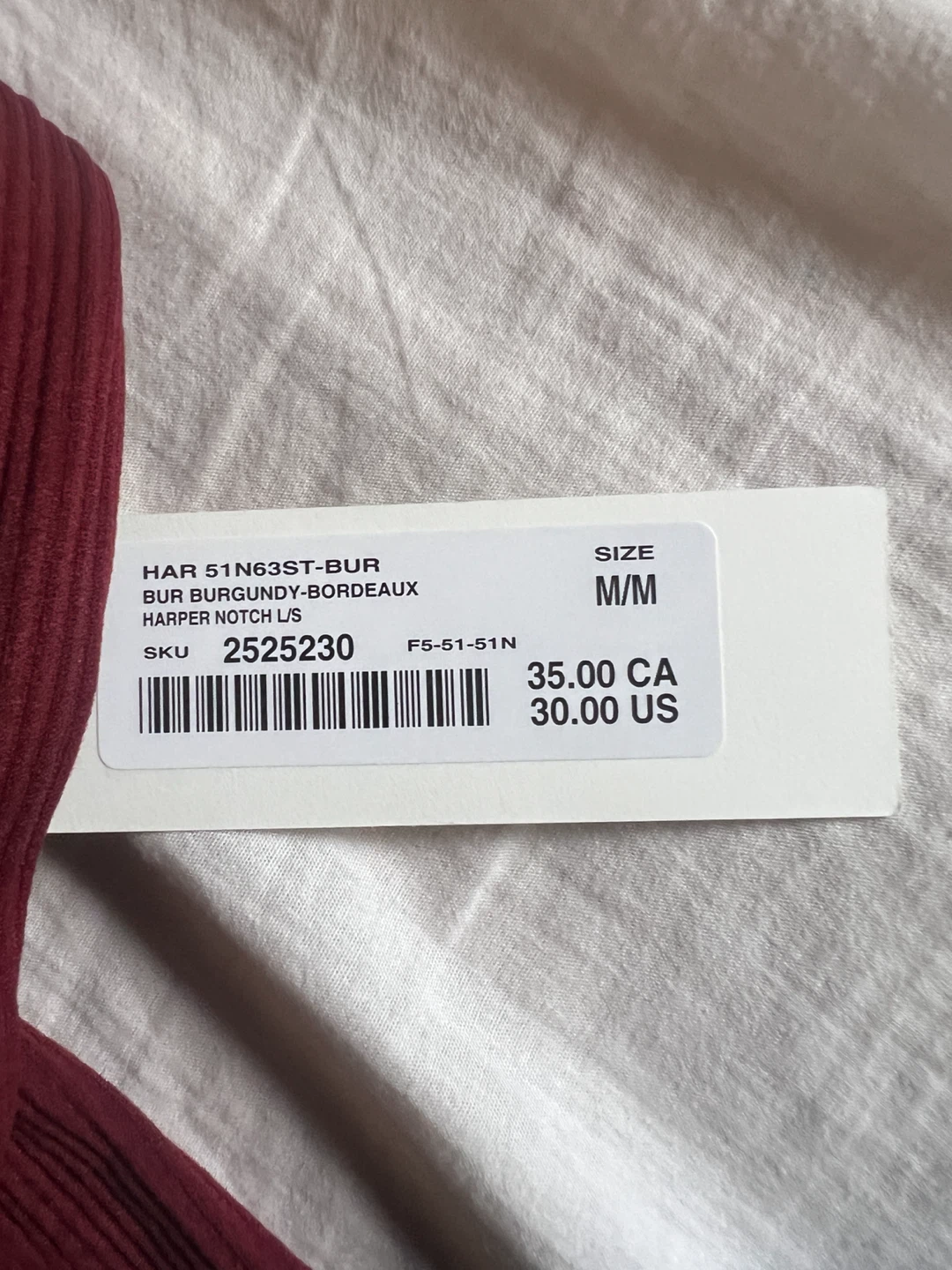 Harper Notch Long Sleeve Tops - Burgundy & Navy - photo 3