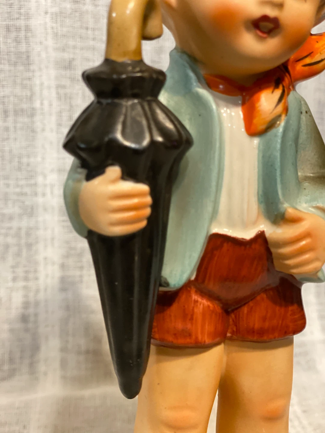 Vintage Ceramic Figurine of a Boy with Umbrella - photo 4