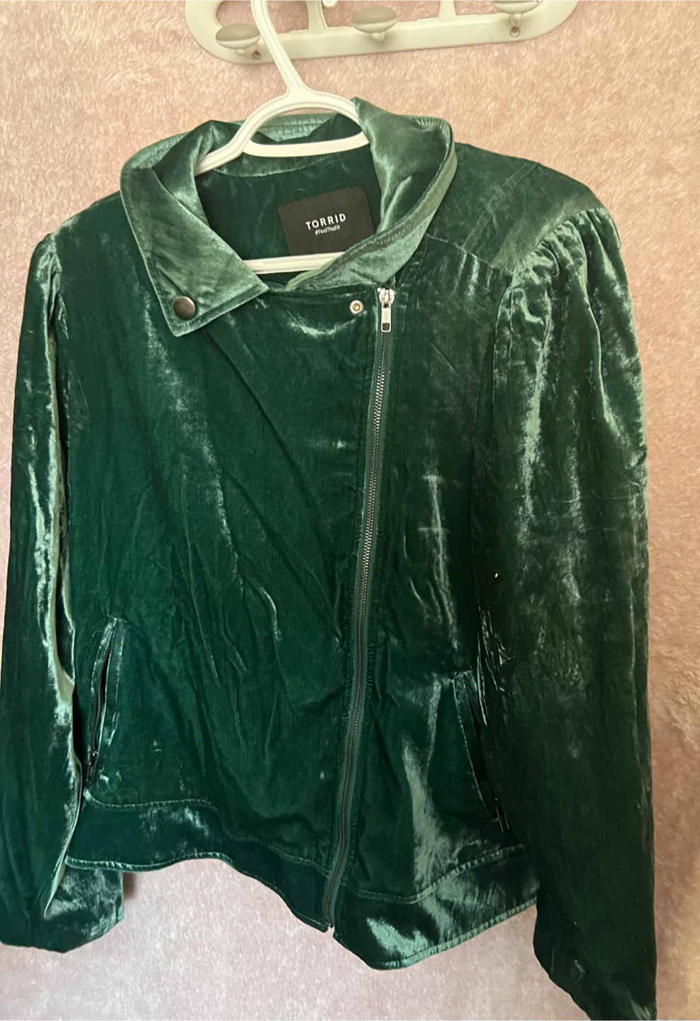 Size 3 - new Torrid Velvet Moto Jacket - Green - photo 2