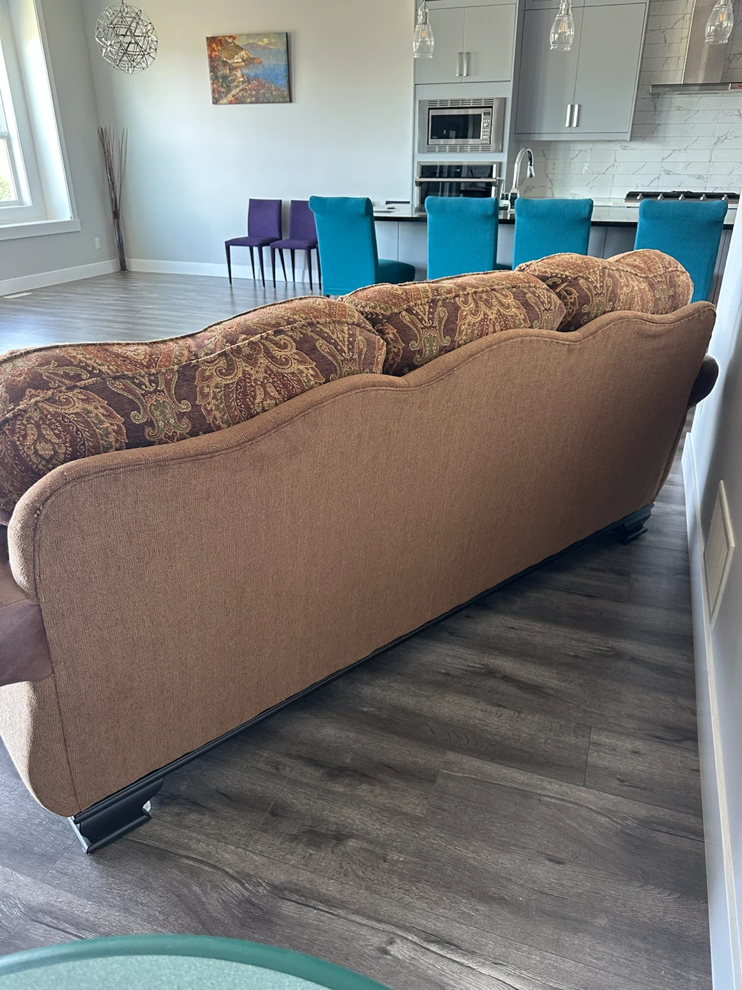Brown Paisley and Leather Sofa - photo 2