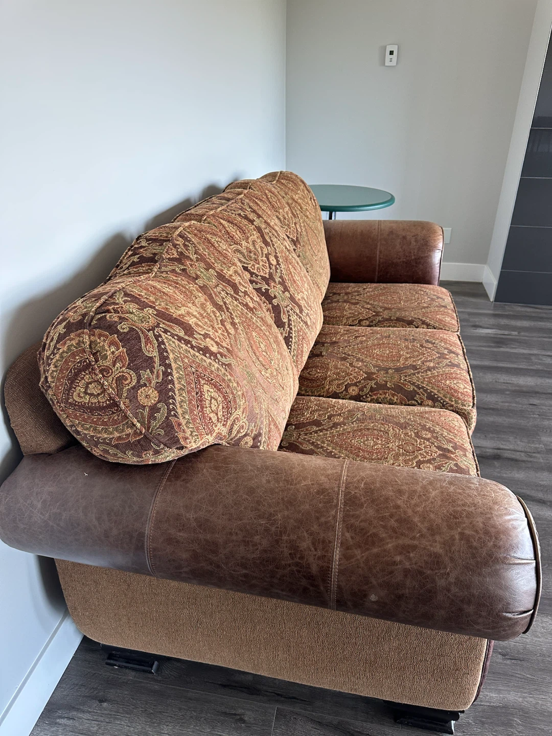 Brown Paisley and Leather Sofa - photo 4