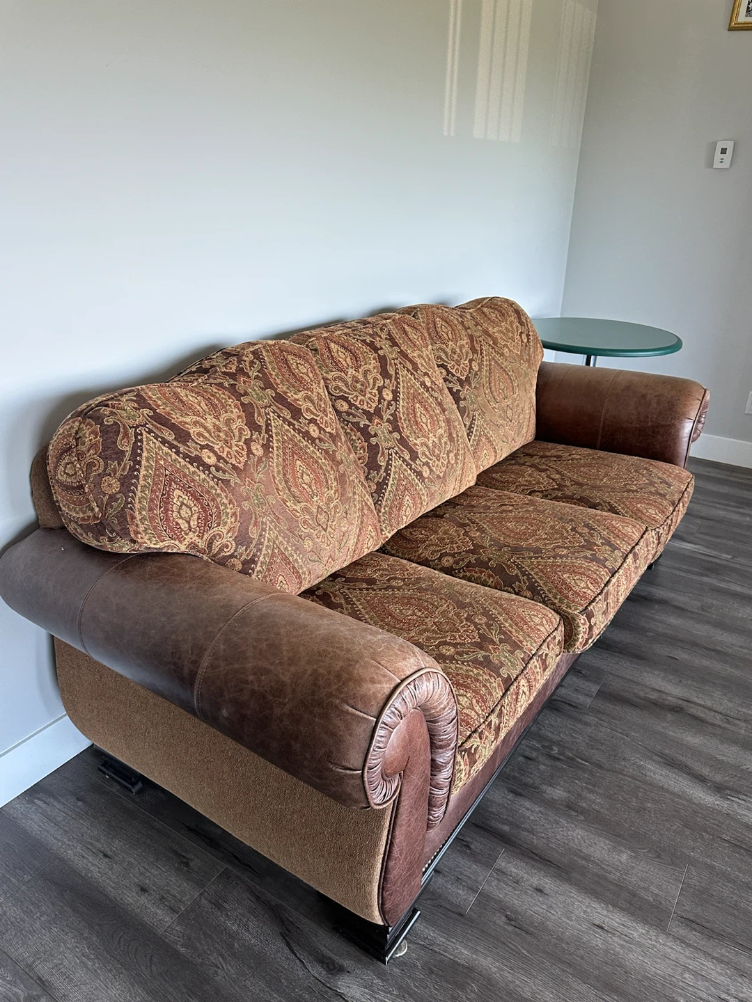 Brown Paisley and Leather Sofa - photo 5