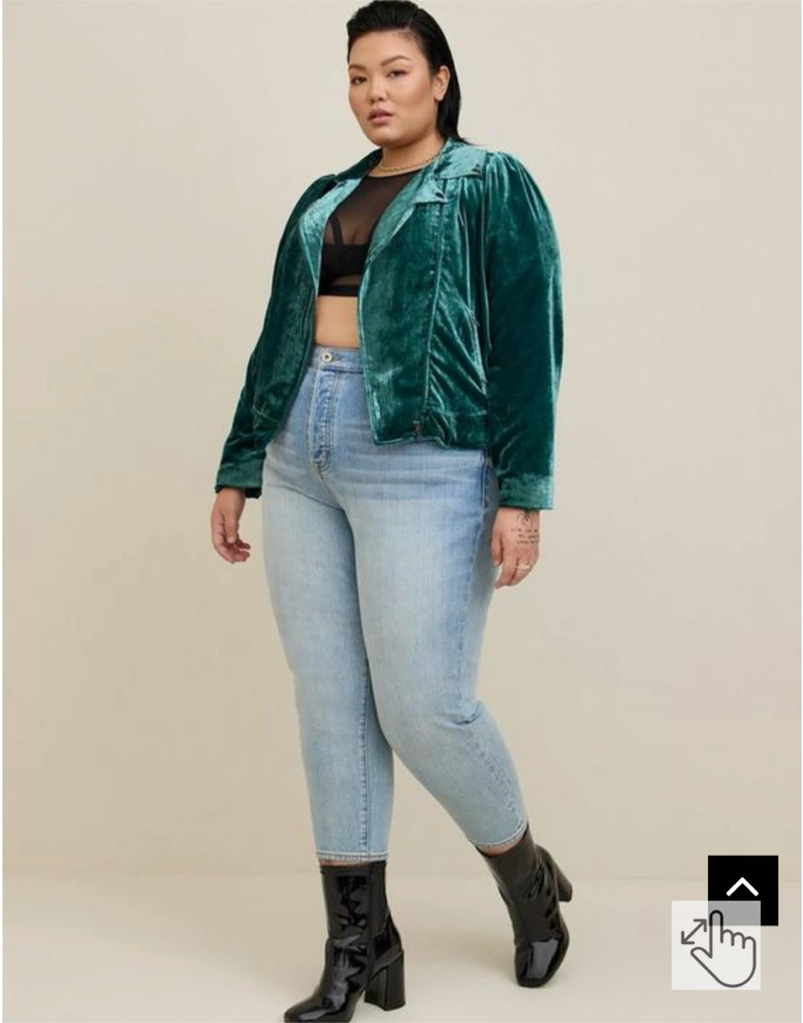 Size 3 - new Torrid Velvet Moto Jacket - Green - photo 4