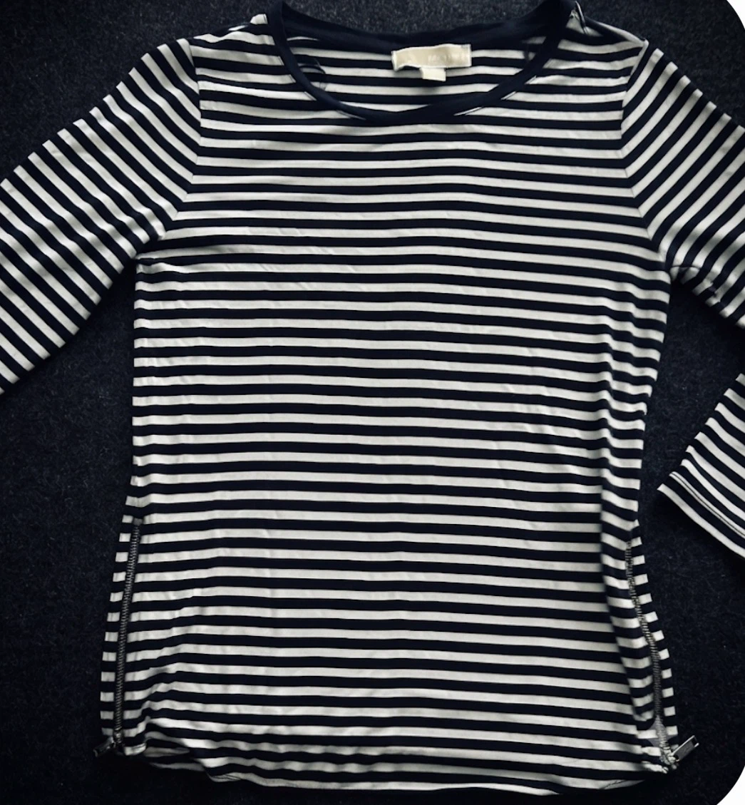 Michael Kors Navy & White Striped Long-Sleeve Top