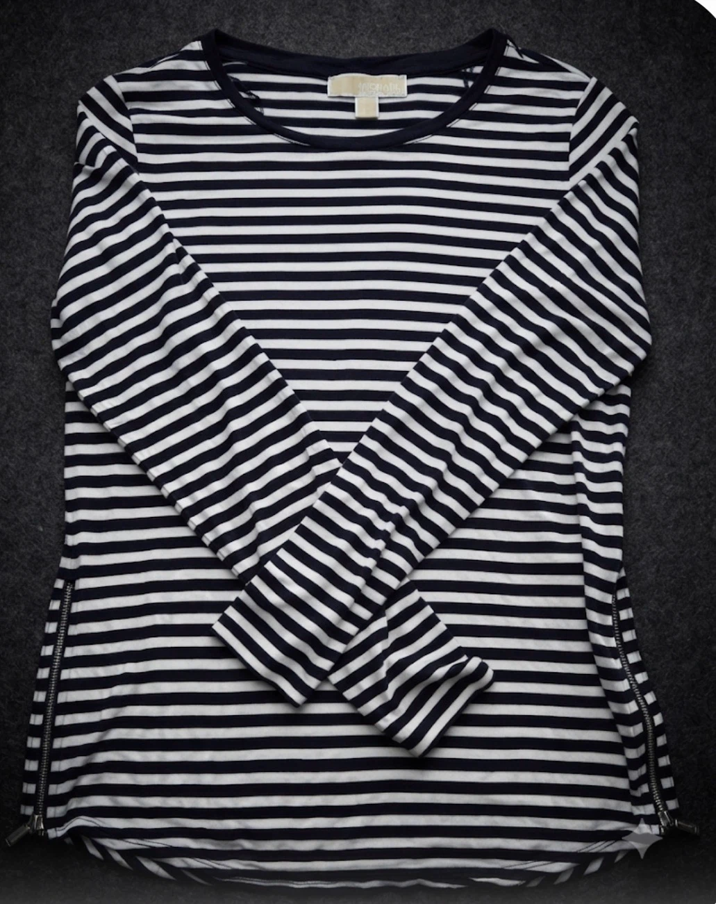 Michael Kors Navy & White Striped Long-Sleeve Top - photo 2