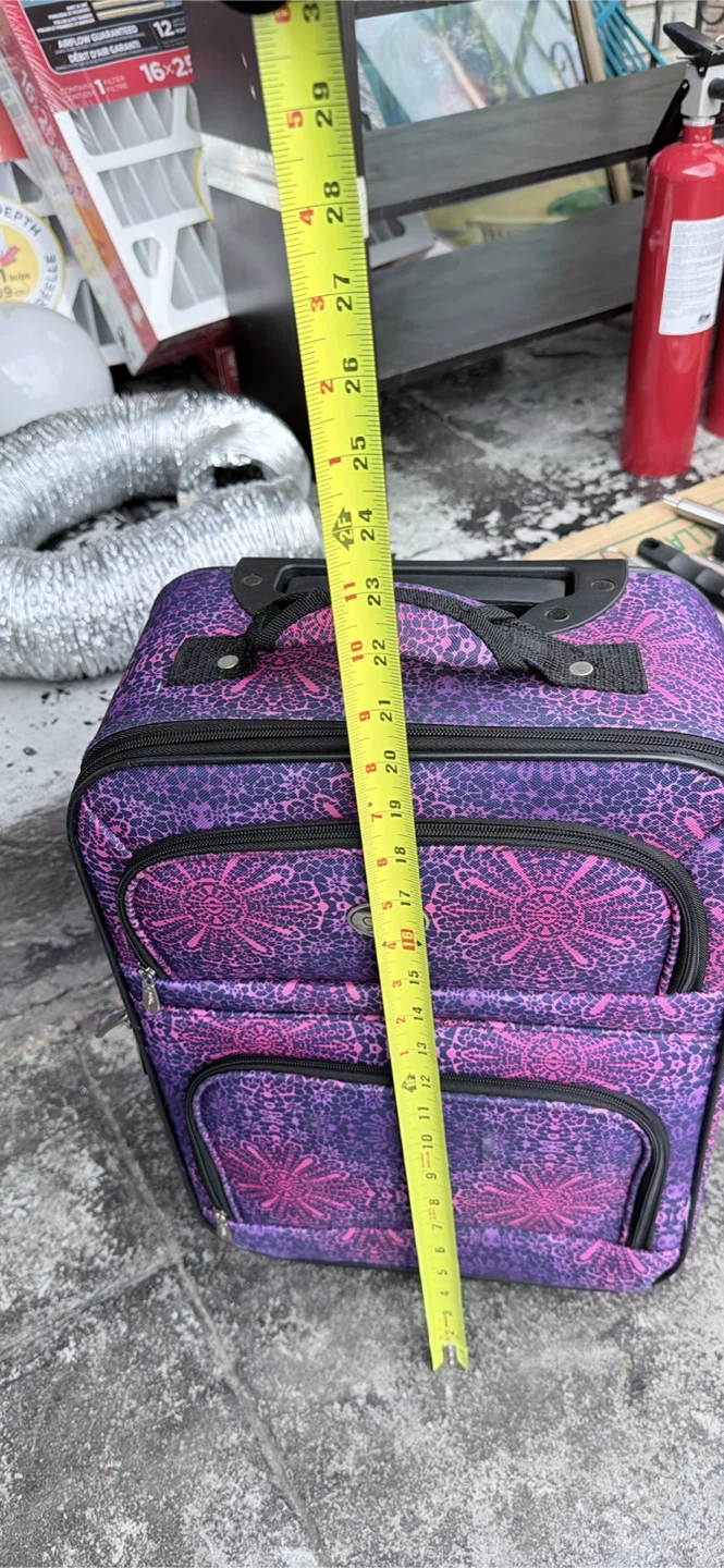 Purple & Pink Patterned Rolling Suitcase