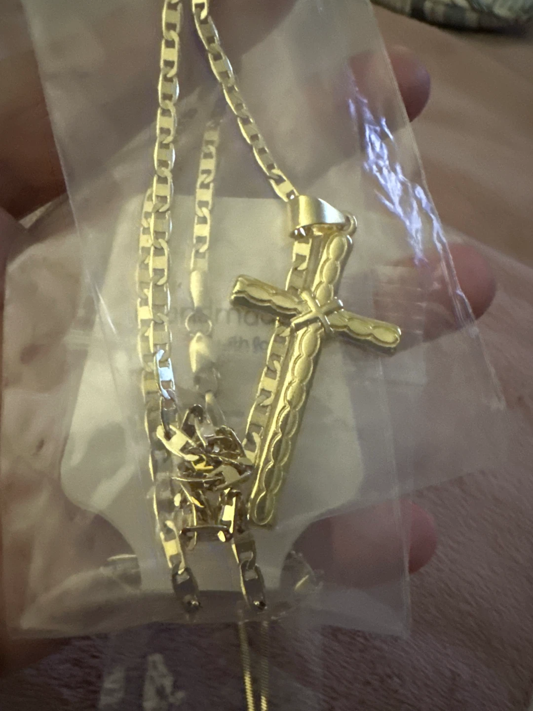 14k Gold laminated Cross Pendant Necklace