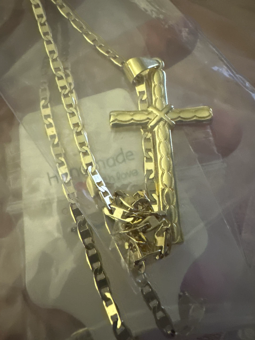 14k Gold laminated Cross Pendant Necklace - photo 2