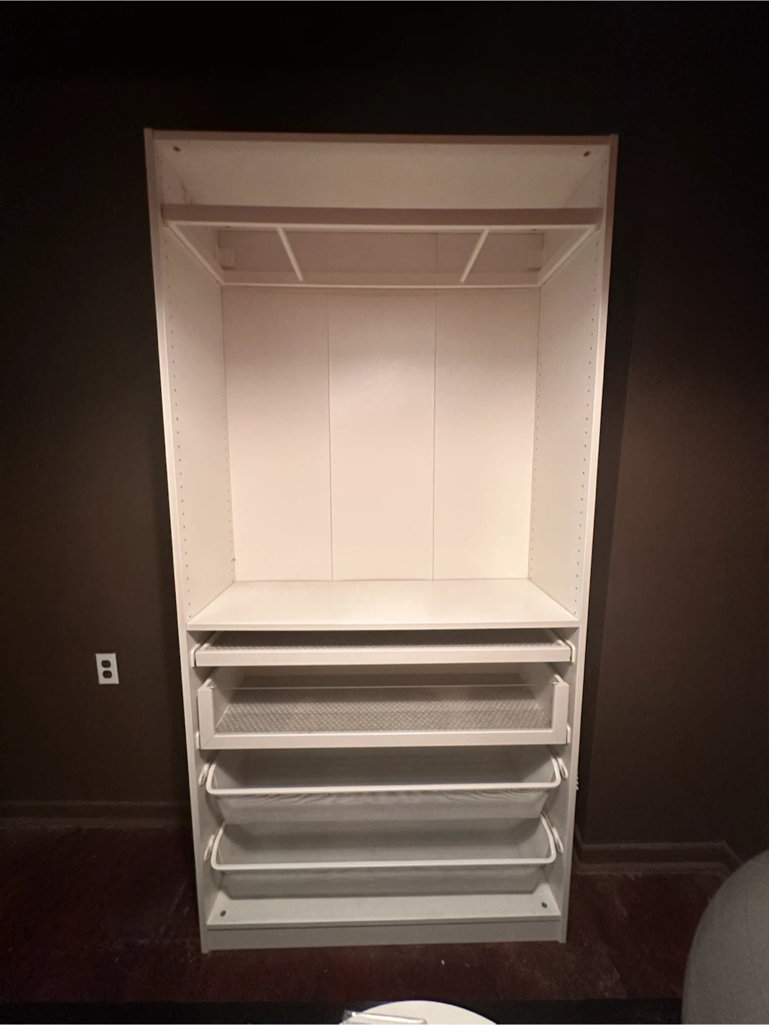 IKEA PAX Wardrobe Frame with Drawers and Hanging Rod