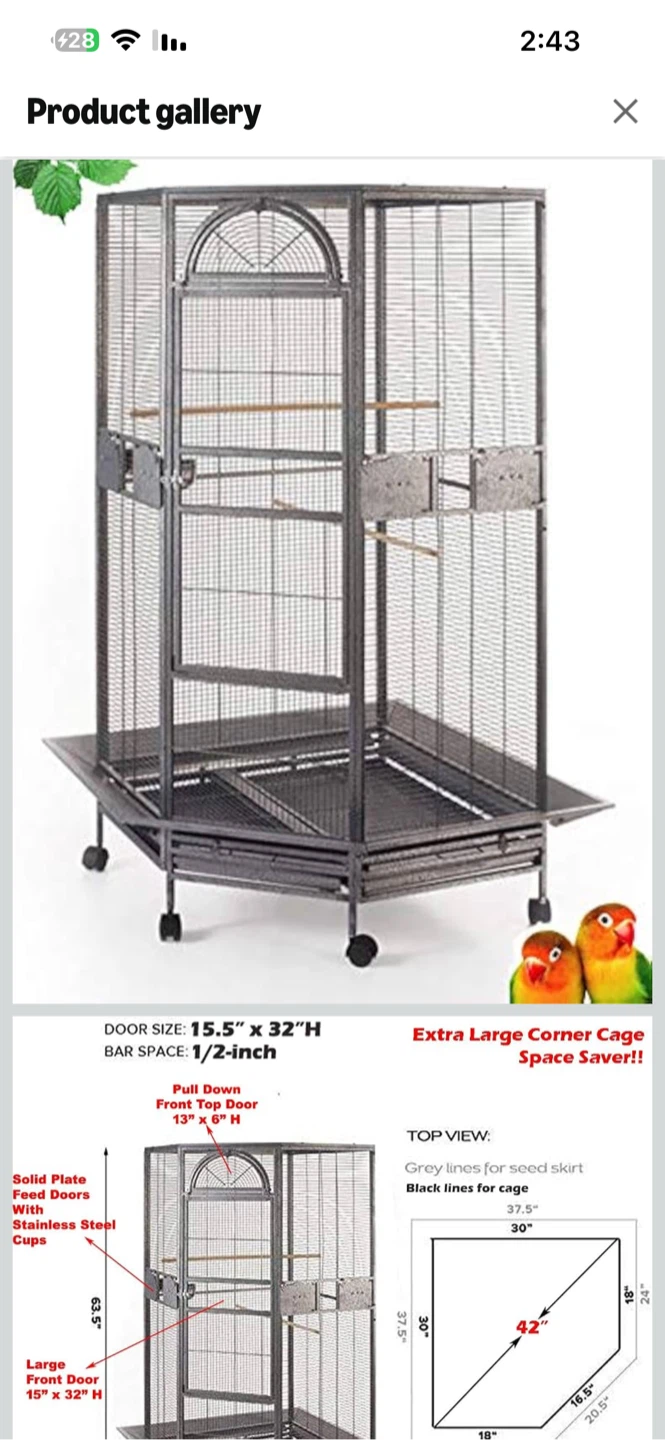 Extra Large Corner Bird Cage - photo 3