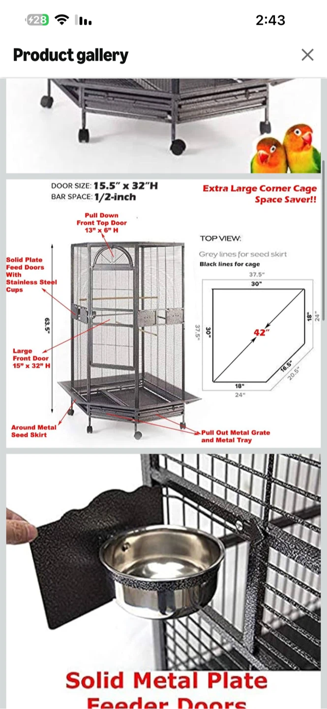 Extra Large Corner Bird Cage - photo 4