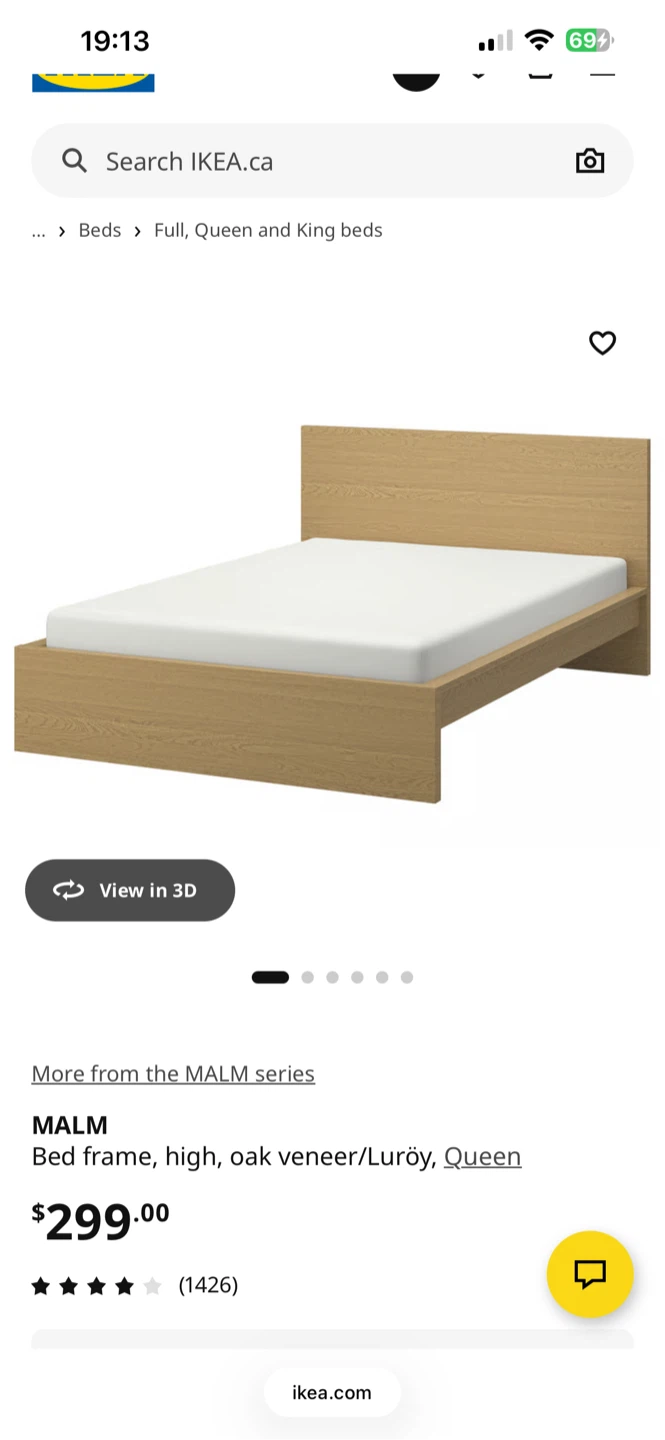 IKEA MALM Queen Bed Frame - Oak Veneer - photo 3