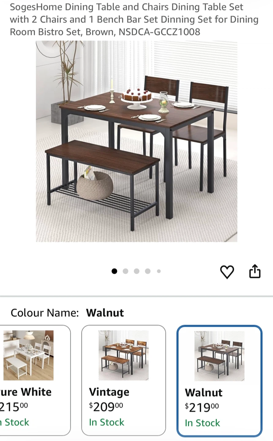 Dining Table Set with 2 Chairs and 1 Bench - Brown - photo 5