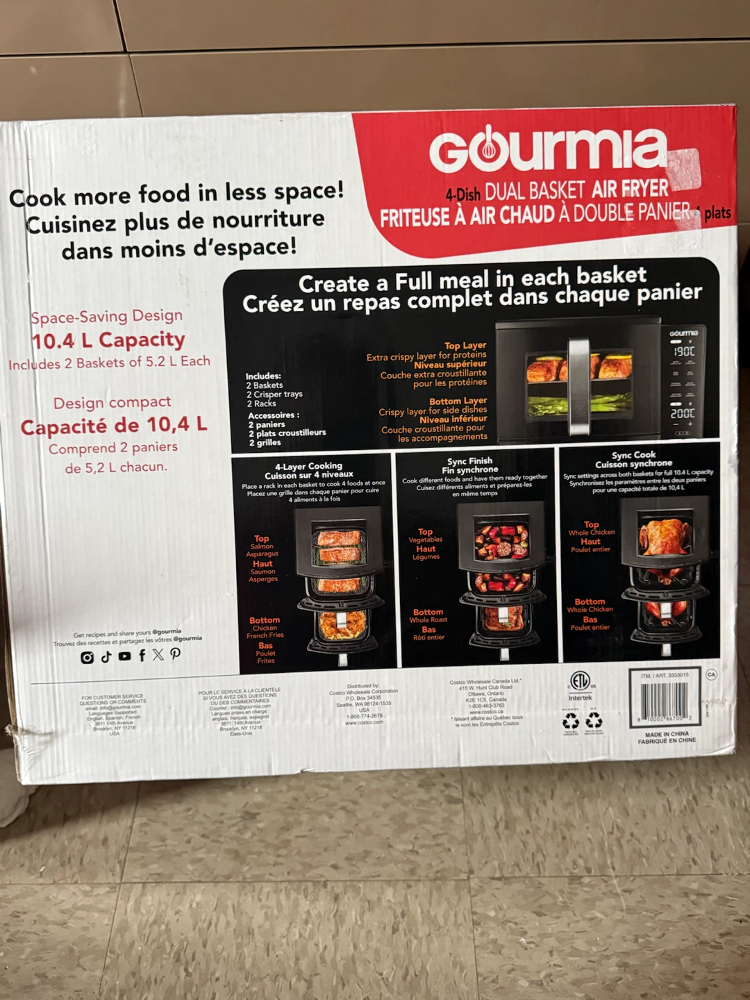 Gourmia 4-Dish Dual Basket Air Fryer 10.4 L - photo 2